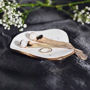 Handmade White and Gold Trinket Dish